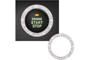 Kewucn Bling Crystal Double Rhinestone Car Engine Start Decoration Ring, Sparkling Push Start Button Sticker, Key Ignition & Knob Ring Decoration, Bling Car Interior Accessory(AB)