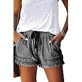 YOCUR Womens Lightweight Shorts Casual Baggy Trendy Hot Pants Elastic Waist Drawstring Comfy Shorts