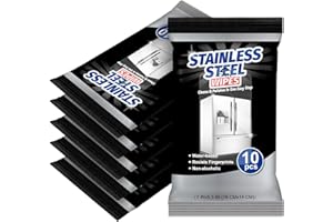 Heigble 6 Pack 60 Count Stainless Steel Cleaner Wipes Stainless Steel Polish Wipes Clean and Polish Appliances for Household Appliances Including Oven Refrigerator Dishwasher Microwave and Grill