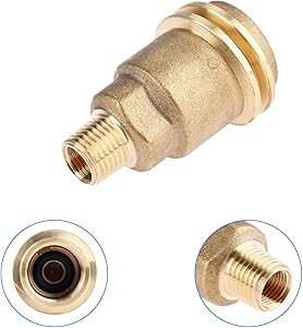 DRELD Male QCC1 Acme Nut Propane Gas Fitting Adapter with 1/4 Inch Male Pipe Thread, Propane Quick Connect Fittings Disconnect Kit with Shutoff Valve, Solid Brass Propane Adapter
