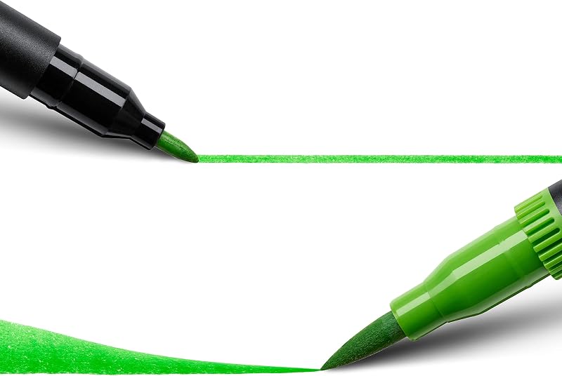 Intensity Filzstifte Set, Dual Tip Brush Pen zum Malen in 12 verschiedenen Farben, mit Pinsel & feiner Spitze