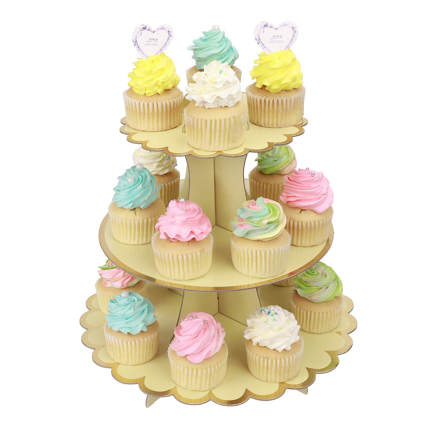 MengH-SHOP Cupcake Stand 3 Tier Cupcake Dessert Holder Cardboard Round Tower for Kids Baby Girls Themed Party Birthday Party
