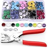 Snaps for Fabric, MIFOLEU 100 Sets Metal Snaps Buttons with Fastener Pliers Press Tool Kit, 10 colors Solid Prong Ring Snap B