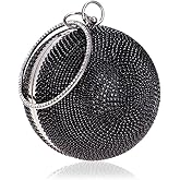 Tngan Ball Shape Clutch Purse Party Handbag Rhinestone Ring Handle Evening Bag