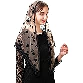 PAMOR Triangle Lace Veil Mantilla Cathedral Head Covering Chapel Veil for Mass Wedding Bridesmaids