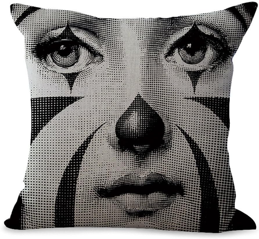 Rita Home Decor Fornasetti Creation Lina's Bouncing Exaggerated Face Throw Pillow Covers 18x18 Inch Cushion Cover Pillowcase with Zipper Cotton Linen Burlap Square Pillow Cover for Sofa Home Decor