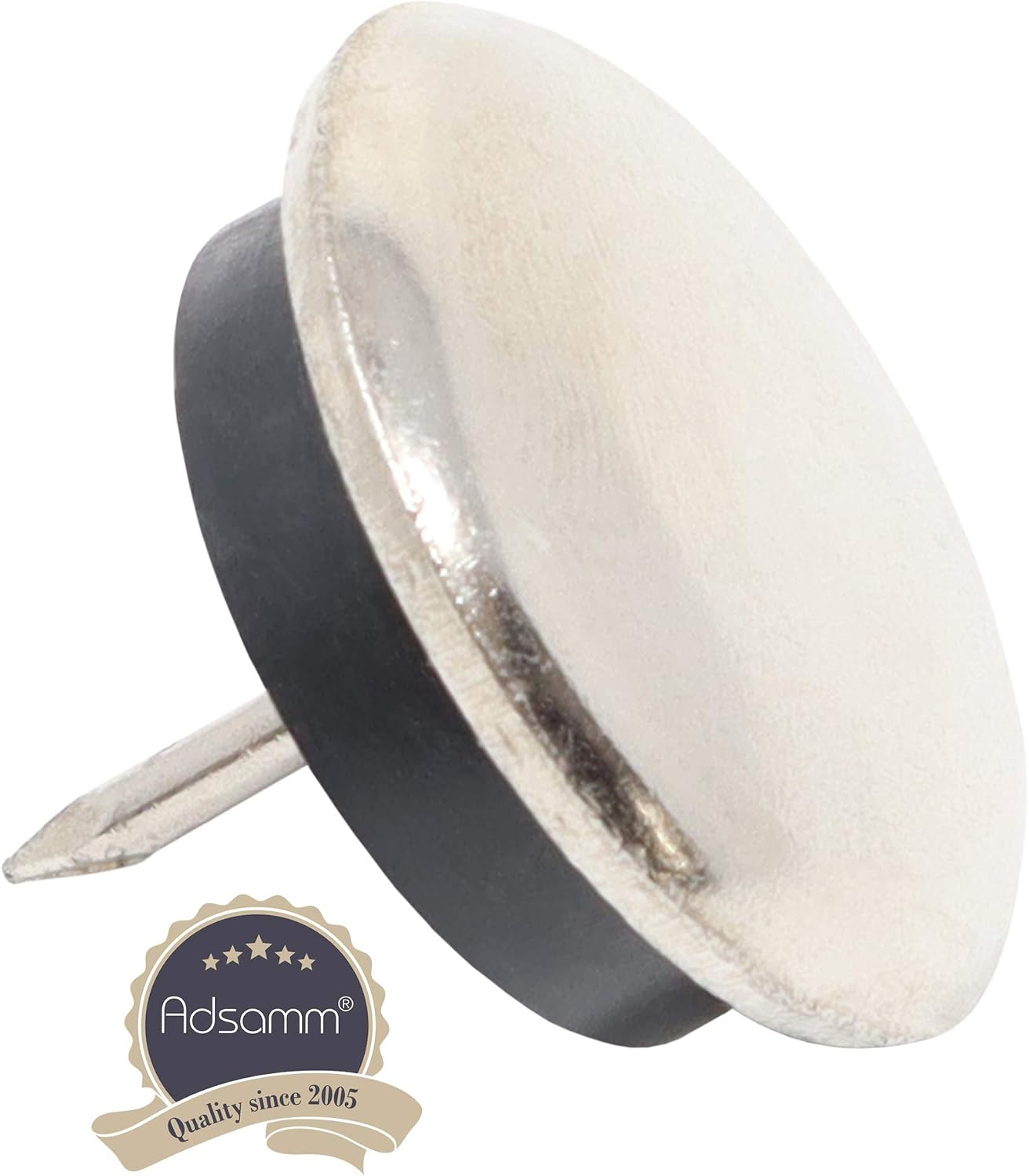 Adsamm® / 16 x Glides in metal with nail and rubber cushion, Silver, diameter 30 mm - Image 4
