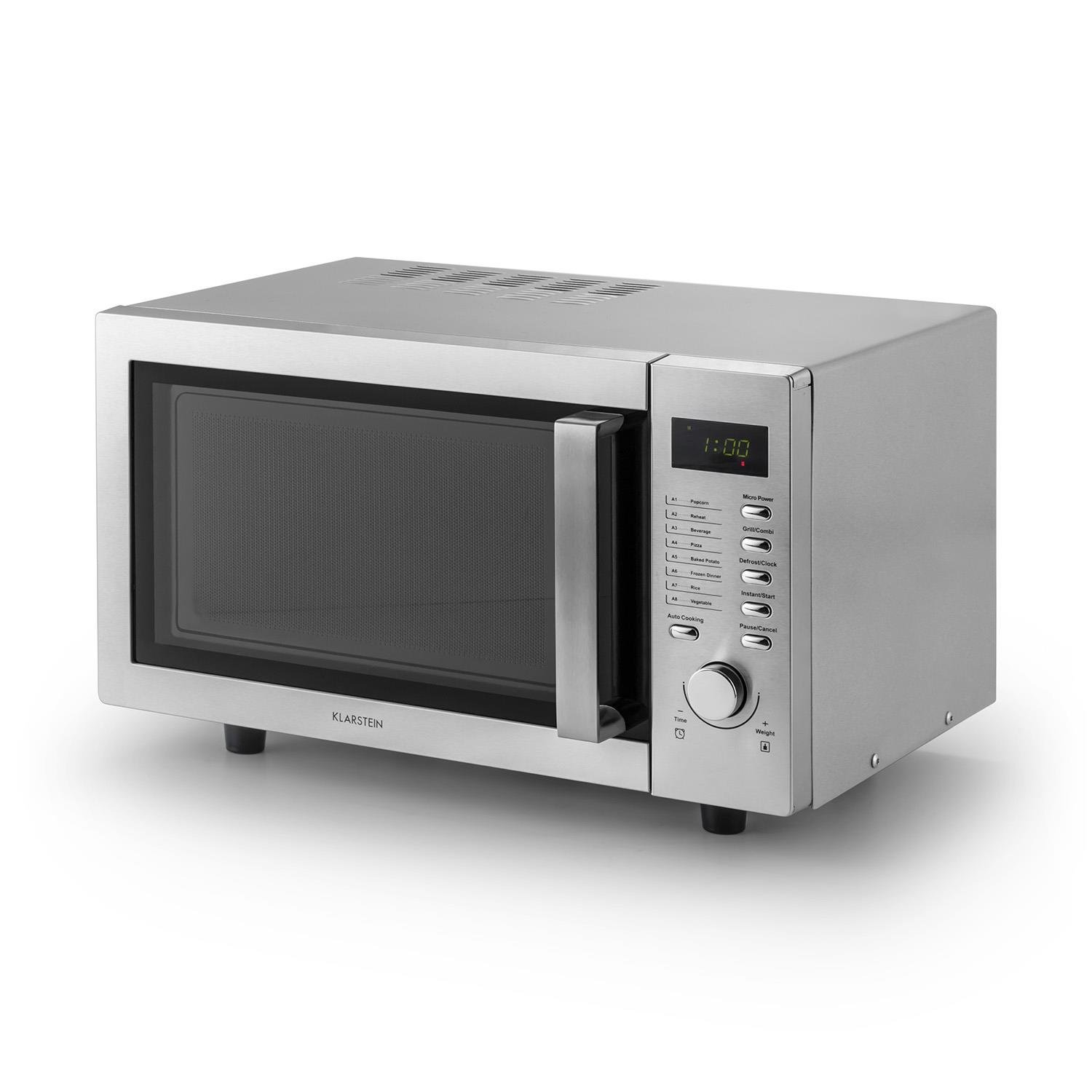 800 Watt, 23l, a incasso, piatto girevole, 8 programmi automatici, display  LCD, timer argento Klarstein Steelwave forno a microonde Forni a microonde  combinati con convezione urban-earth.co.uk