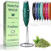 Elementi Matcha Whisk & Frother Set - Powerful Electric Matcha Mixer, Easy to Use Matcha Whisk, Complete Your Matcha Whisk Se