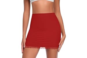 Werkiss Slip Skirt for Under Dress Women Lace Half Slip Slim Fit Slips Above Knee Mini Underskirt