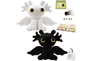 LuNuaFvy Crochet Kit Beginners-Crochet Kit Beginner Adult & Kid(10+),Knitting Kit,Learn to Crochet Animal Amigurumi,Easy Crocheting Dragon Starter Set:Yarn,Video(L & R),Pattern,Organized & Gift Bags
