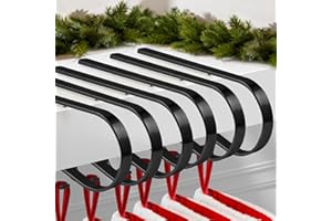 ANOEPUY 6 PCS Stocking Holders for Mantle,Multi-Use Stocking Holder,No Drilling Required & Adjustable Garland Hanger for Christmas