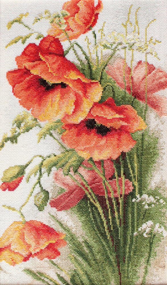 Luca-S Counted Cross Stitch Kit for Adults, DIY Embroidery Craft Kit, Poppies Needlecraft Kit Flowers
