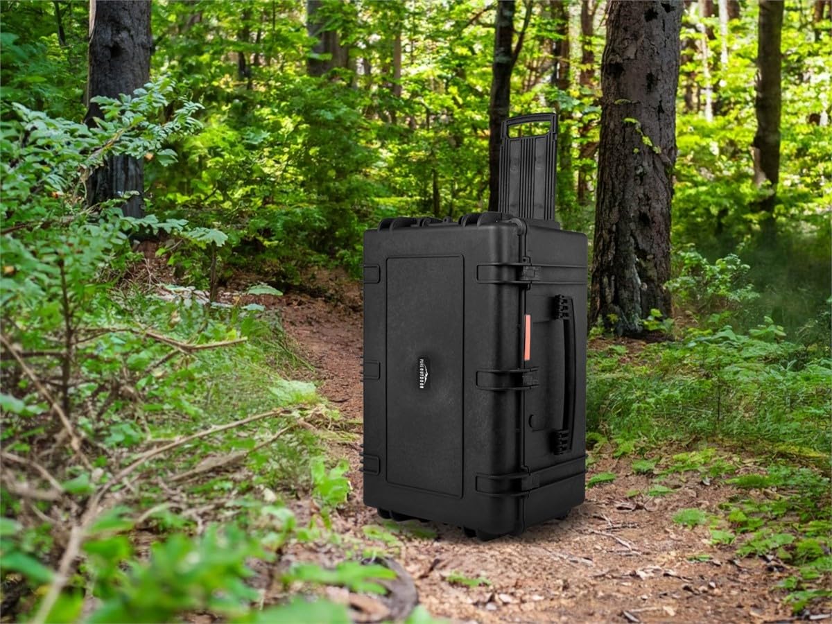 Monoprice Weatherproof Hard Case - 33 x 22 x 17 Inches, With Wheels and Customizable Foam, Shockproof, IP67, Ultraviolet And Impact Resistant Material, Black - Pure Outdoor Collection, 145.8 Liter
