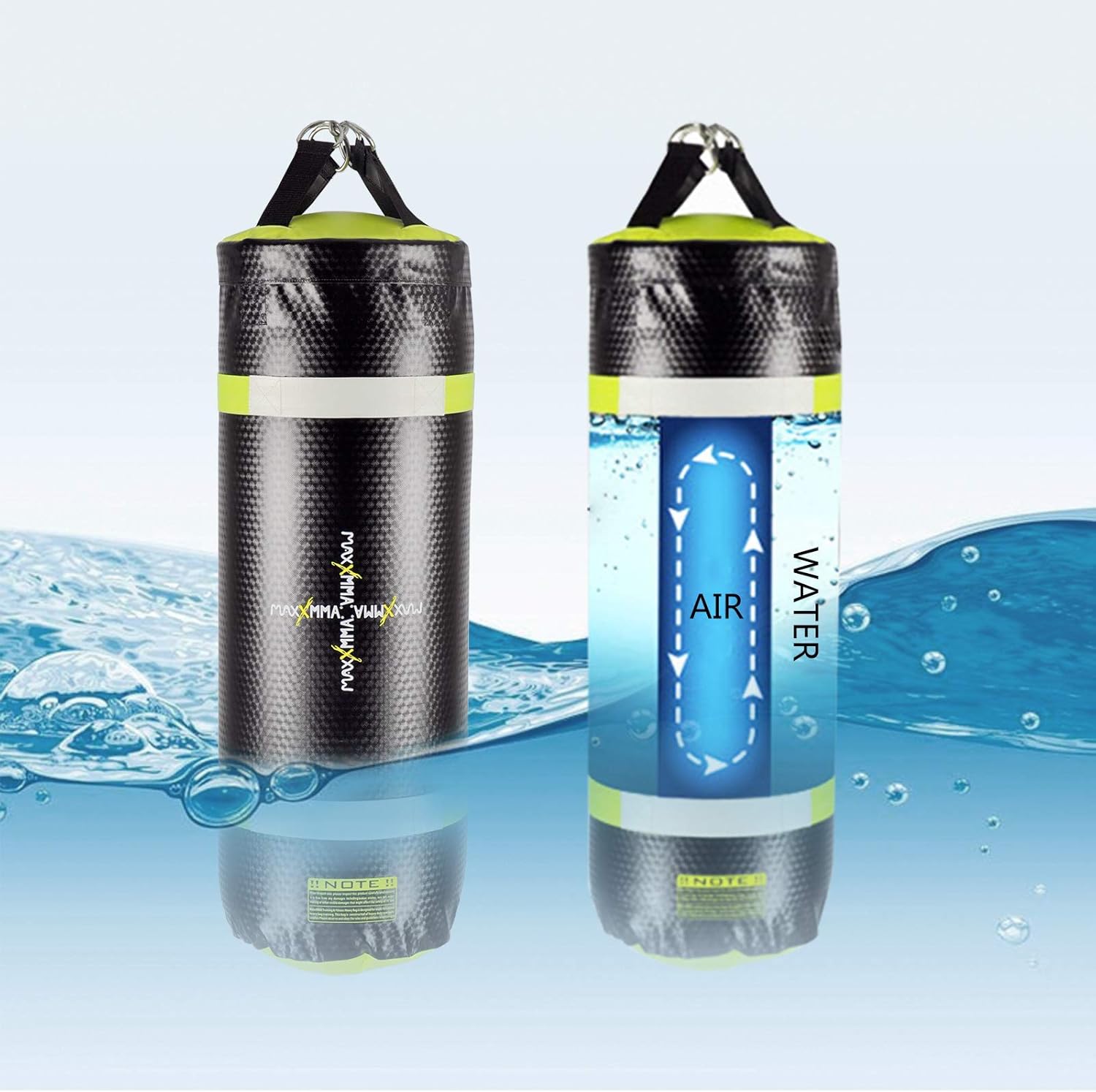 MaxxMMA Training & Fitness Water/Air Heavy Bag, Uppercut Workout Grappling MMA Punching Bag (Black/Neon Yellow) : Sports & Outdoors