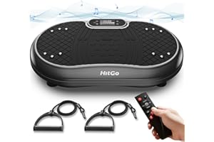 HitGo Vibration Plate Exercise Machine – Whole Body Vibration Platform with Bluetooth Speakers, Remote Control & Resistance Bands for Weight Loss, Shaping, and Lymphatic Drainage