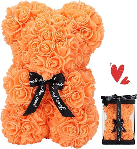orange rose teddy bear