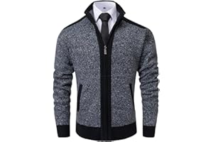 Vcansion Men's Classic Cardigan Sweaters Stand Collar Slim Fit Casual Knitted Sweater