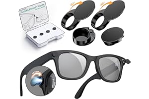 YaCeSyn 4 Pcs 180° Rotating Privacy LED Light Blocking Cover for Ray-Ban Meta Wayfarer/Skyler/Headliner (Gen 2) & Oakley Meta