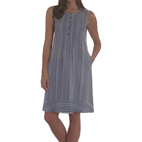 briggs women's linen blend tiered dress Briggs Women Tiered Linen Blend Dress sleeveless striped Black and White XS