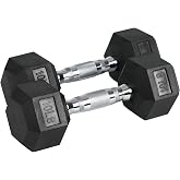 HolaHatha Iron Hexagonal Cast Dumbbell Weights, 10 Lbs, Black | Textured Grip for Home Gym Exercise and Strength Training, 10 Pounds