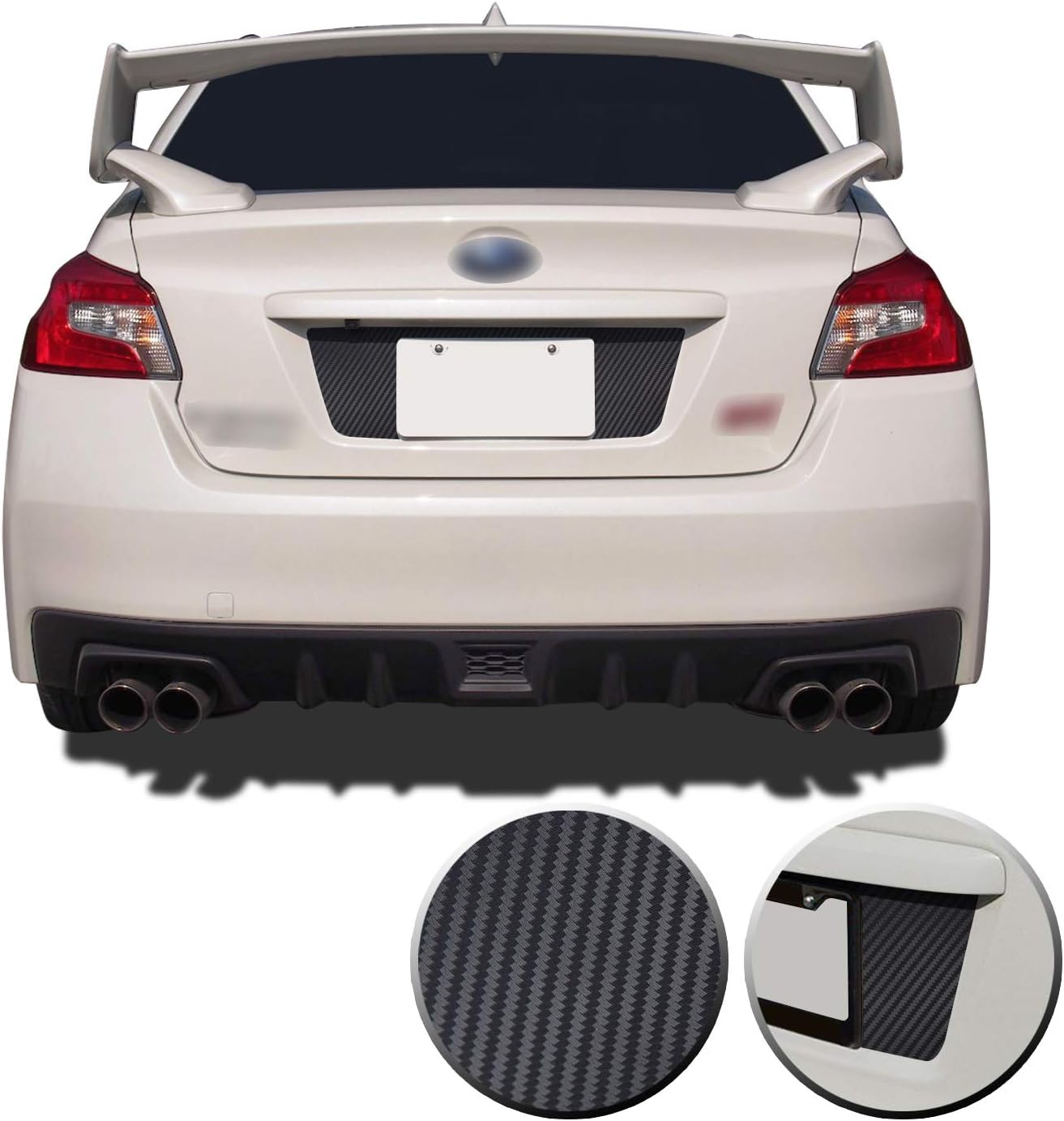 Amazon Com Optix Trunk License Plate Accent Vinyl Decal Overlay Wrap Trim Compatible With Subaru Wrx Sti 15 16 17 18 19 Carbon Fiber Black Automotive