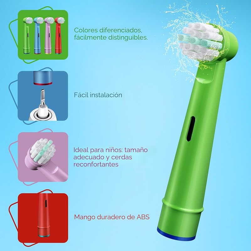 8 cabezales de repuesto para cepillo de dientes eléctrico para niños compatibles con Braun Oral B — foto 5 de 6