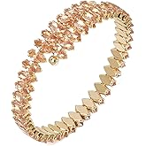 Wovanoo Rhinestone Cuff Bracelet Cubic Zirconia Tennis Bracelets Open Adjustable Elastic Bangle for Women
