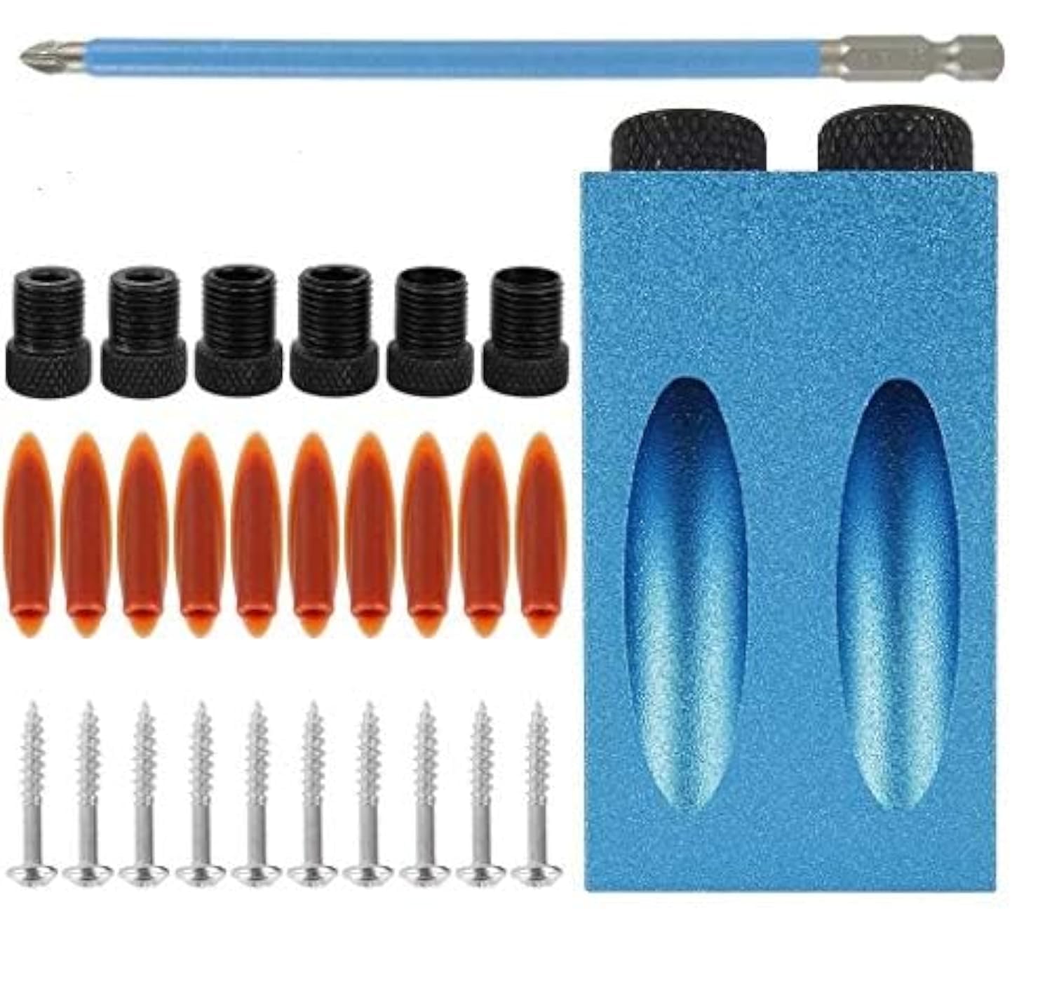 15pcs Pocket Hole Screw Jig Dowel Drill Joinery Kit Woodworking Set