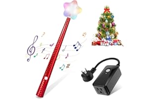 ADAMONDA Magic Christmas Light Wand,Wireless Remote Control Outlet for Christmas Tree Lights and Home Decoration Lights,Remote Magic Switch Kit with Music Surpised for Kids,Red