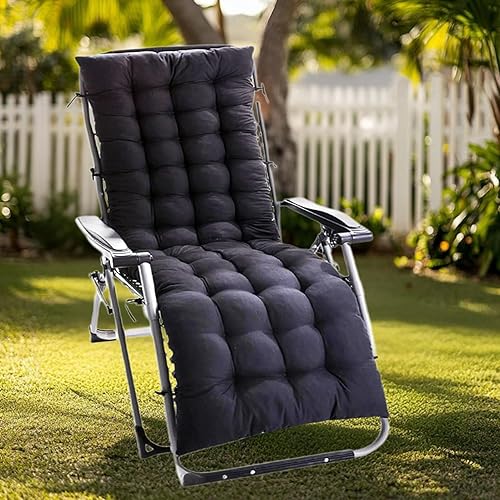 High Back Sun Lounger Replacement Cushion: 170x53 cm Padded Soft Non Slip Ties Outdoor Indoor Use for Reclining Garden Chair Patio Beach Porch Furniture