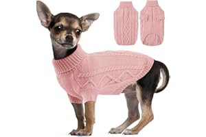 ALAGIRLS Winter Classic Turtleneck Pullover Dog Sweater Puppy Clothes, Keep Warm Fleece Cat Sweater in Pet Supplies, Soft Knit Doggies Sweater for Small Dogs, DustyRose S