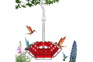 TIOMION 2025 Hummingbird Feeders for Outdoors, Shirem Hummingbird Feeder, Sherem Hummingbird Feeder and Built-in Ant Moat, 30 Feeder Ports, Hummingbird Feeders for Outdoors Hanging Ant and Bee Proof (Red)