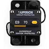 T Tocas 70 Amp Surface-Mount Circuit Breakers with Manual Reset, 12V- 48V DC, Waterproof (70A)