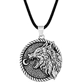 HAQUIL Wolf Necklace, Animal Totem Medallion Pendant, Wolf Jewelry Gift for Men and Women