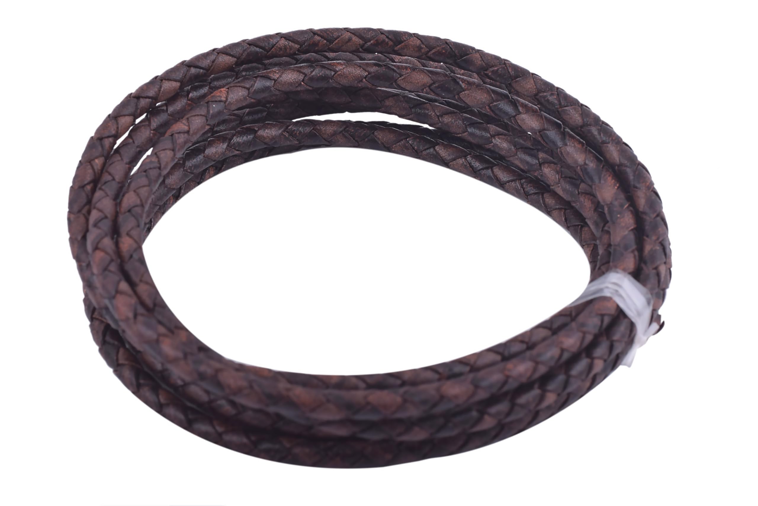 KONMAY 1.8Meters 4.0 mm Antique Brown Genuine Leather Braided Bolo Leather Cord…