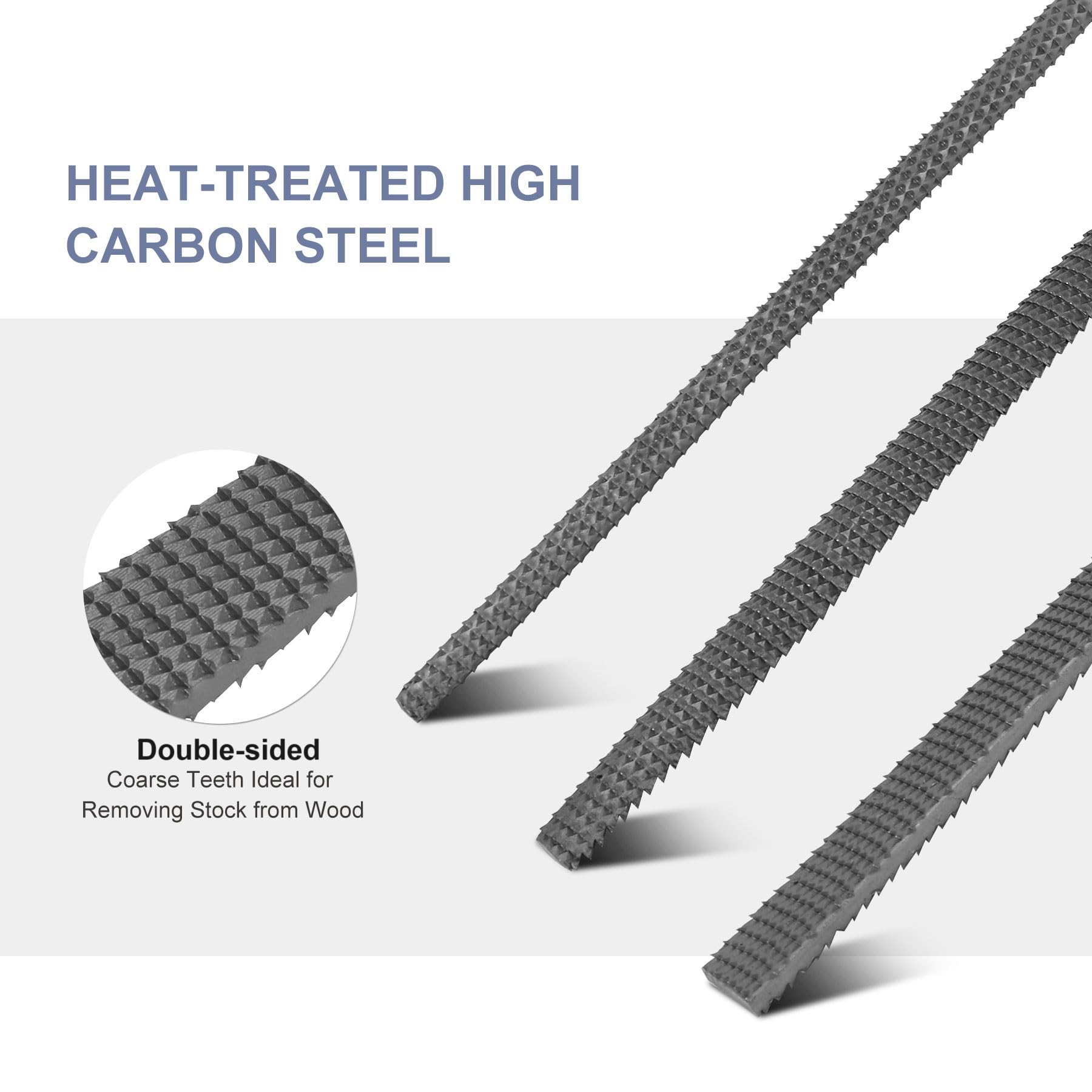 WOTAHI 3-Piece Wood Rasp File Set – T12 Carbon Steel Double-Sided Coarse Files (8 Inch) – Flat, Half-Round & Round Shapes For Woodworking Shaping & Sharpening – WTH003