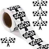 500pcs Checkered Flags Sticker, Coated Paper Checkered Stickers 1.5x0.94in | Self Adhesive Black White Checkered Flag Stickers Racing Checkered Flag Decal for Racing Car Theme Decoration