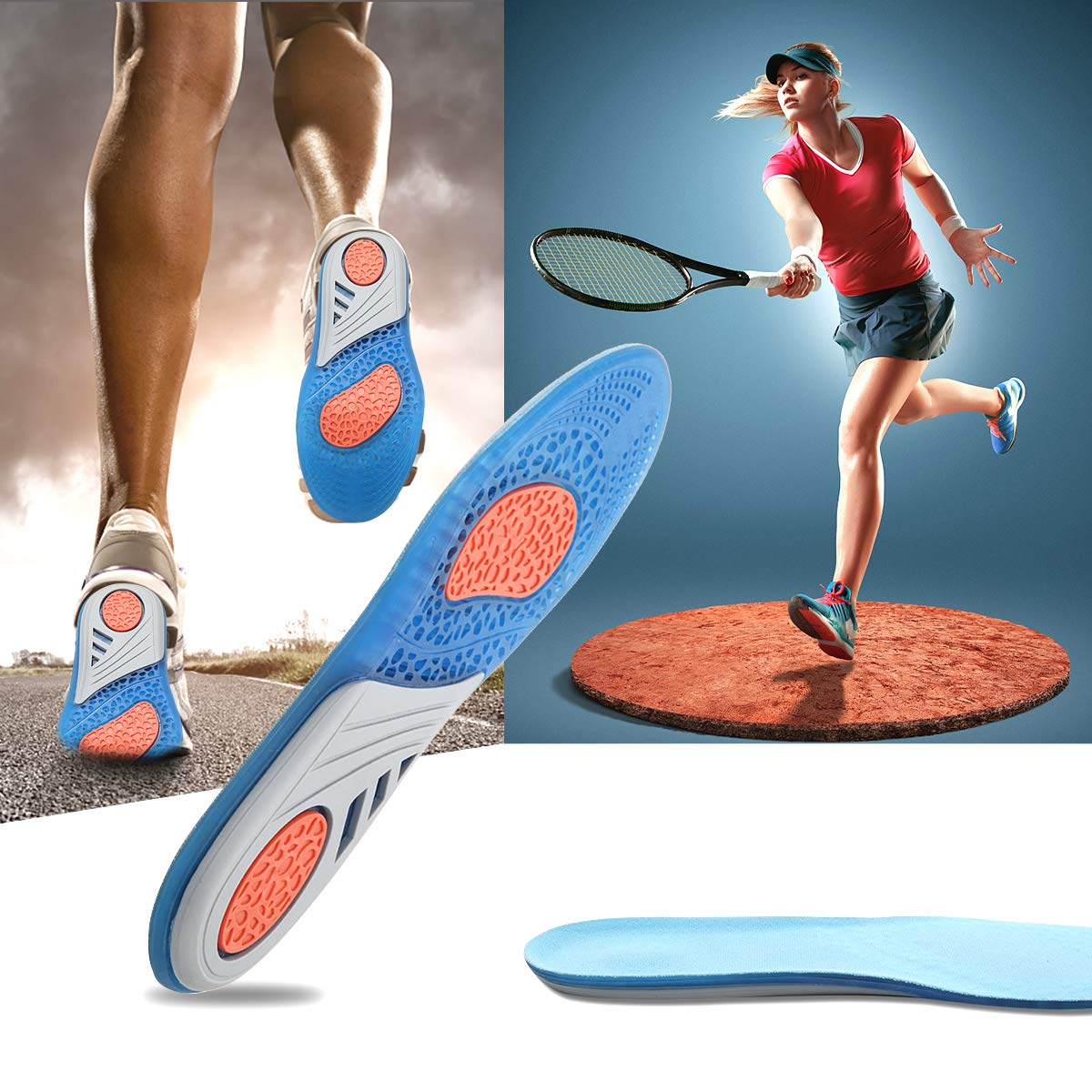 HLYOON GEL Sports Orthotic Insoles, Full Length Performance Shoe Insoles, Relieve Foot Pain and Fasciitis (UK women\'s (4-9))