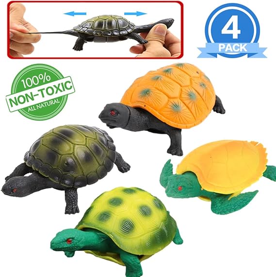 Turtle Toys, 5 Inch Rubber Tortoise Turtle Sets(4 Pack), Great Safety