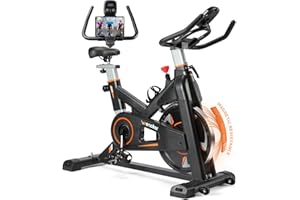 Exercise Bike, WENOKER Indoor Cycling Bike/Brake Pad Stationary Bike for Home, Indoor Bike with Silent Belt Drive, Heavy Flywheel, Comfortable Seat Cushion and Upgraded LCD Monitor