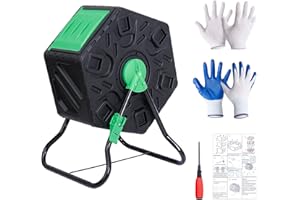 BBBuy Compost Bin Tumbling Composter Rotating w/Sliding Doors Compost Bin, Single Chamber Heavy Duty Outdoor Gardening Composting Tumblers Garden Yard (18.5 Gallon, Black)