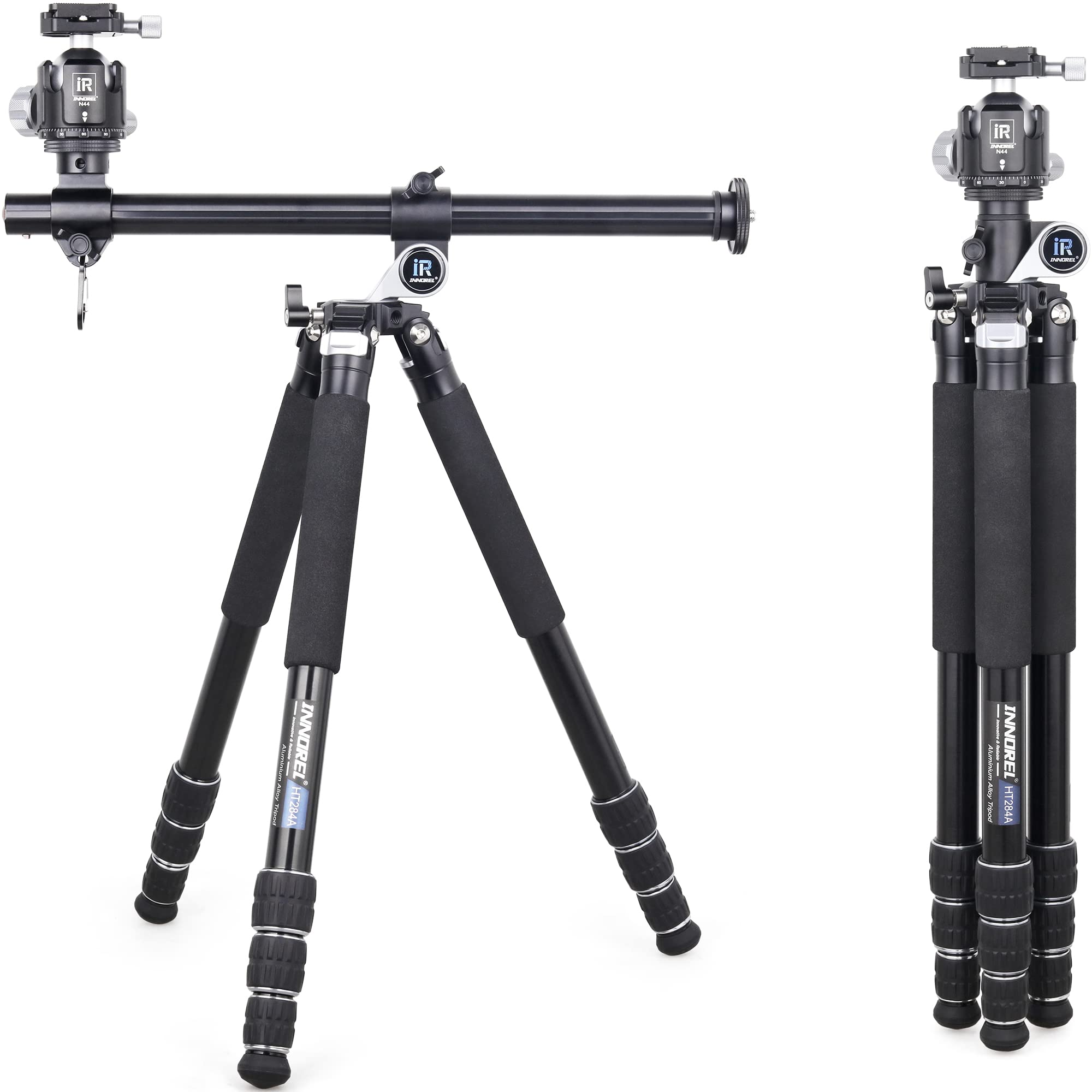 INNOREL HT284A Camera Horizontal Tripod 75inch with 44mm Low Gravity Ball Head and Center Column, Aluminum Alloy CNC Tripod Overhead Camera Mount for DSLR Camera Video Camcorder, Max Load 44lb/20kg