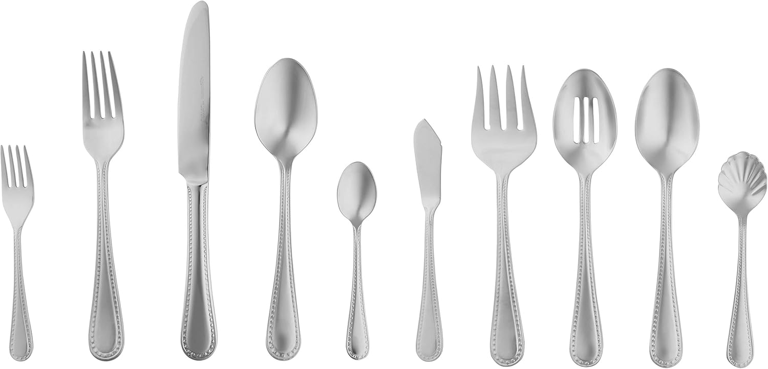 AmazonBasics 65Piece Stainless Steel Flatware Set with Pearled Edge