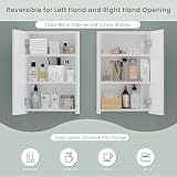 Dripex Single Door Bathroom Mirror Cabinet White 40x60cm Wall Mounted view 3