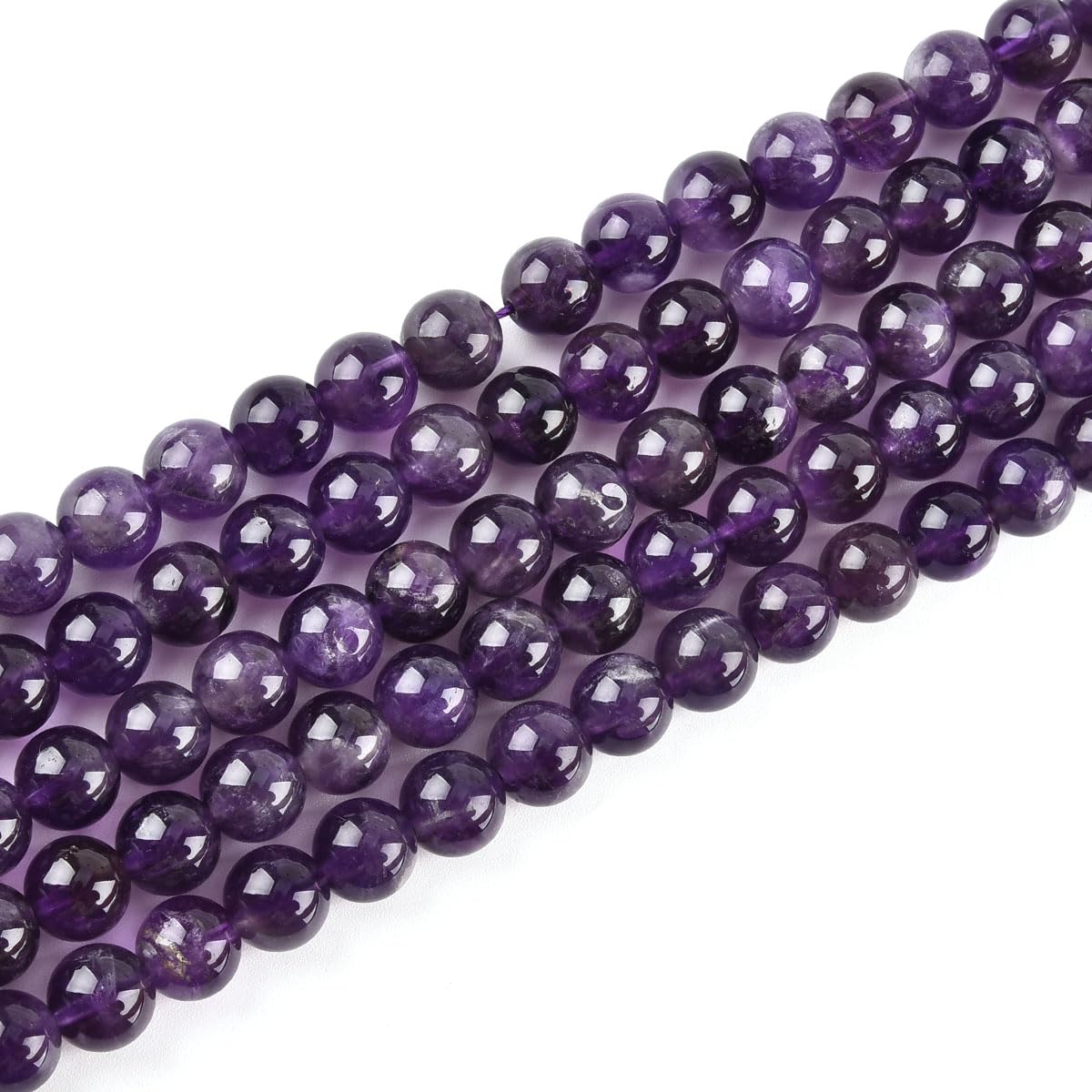 10mm Natural Amethyst Beads Round Semi Precious Gemstone Loose Beads for Jewelry Making (36-38pcs/strand)