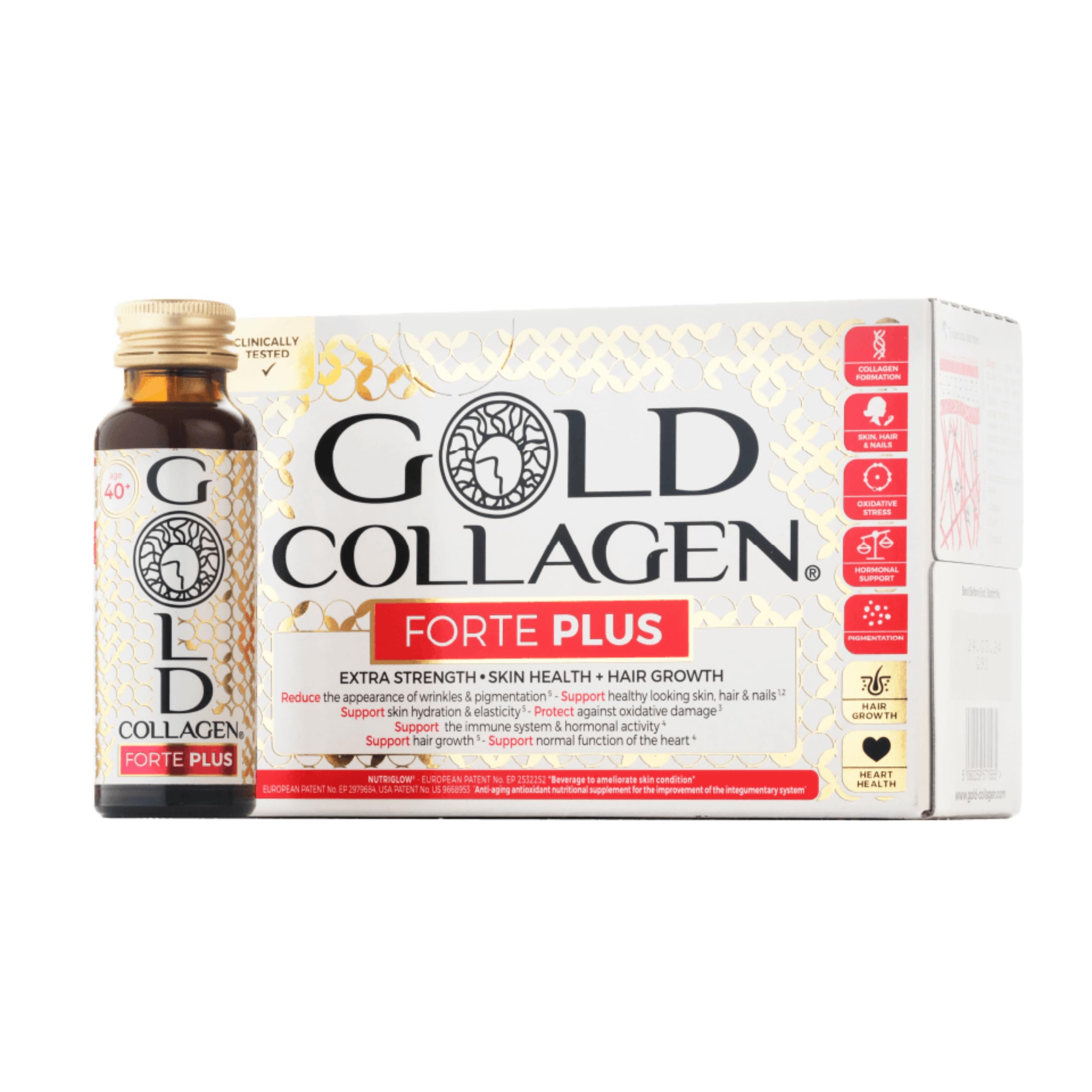 GOLD COLLAGEN Forte Plus - Collagen Supplements for Women & Men with Biotin for Hair Growth & Skin Health, Immune System Booster with Vitamin C, Hyaluronic Acid, Marine Collagen 1 Pack 10x50 ml