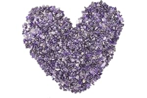 ideayard Amethyst Chips Tumbled Crystal Stone 0.95lb Natural Irregular Shaped Crushed Quartz Stone for Vase Filler Aquarium Healing Stones Home and Office Desktop Decorative Gravel