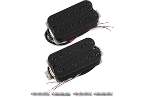 FLEOR Neck+Bridge Pickup Set Ceramic Double Coil Humbucker Pickups for Electric Guitar Pickup Replacement-Black