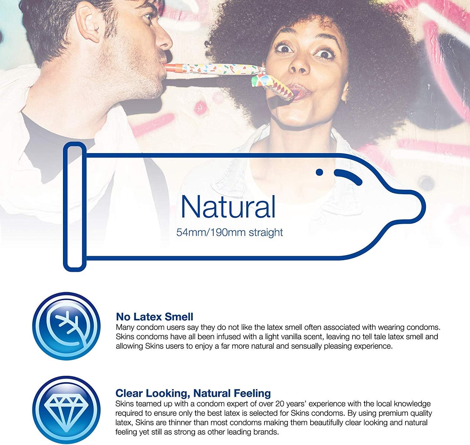 Skins Natural Condoms - Natural Latex Condoms Without The Smell, Extra Lubricated to Feel Like The Real Thing - Box of 24 - Image 4
